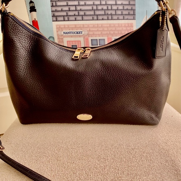Coach east west pebbled leather Celeste bag in navy - Picture 5 of 15